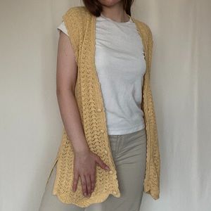 Yellow Knitted vest/ short sleeve cardigan.